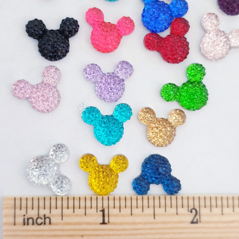 MajorCrafts® 50pcs Mixed Colours 14mm Flat Back Kawaii Resin Mouse
