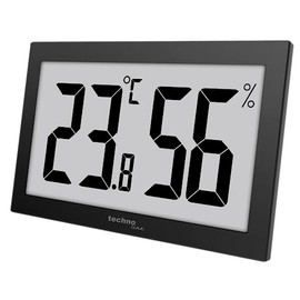 Technoline WS9465 Office Thermometer, Hygrometer, Temperature and Humidity Monitoring, Very Easy to Read Display, Black, with Jumbo LCD for Office, Hotel Foyer