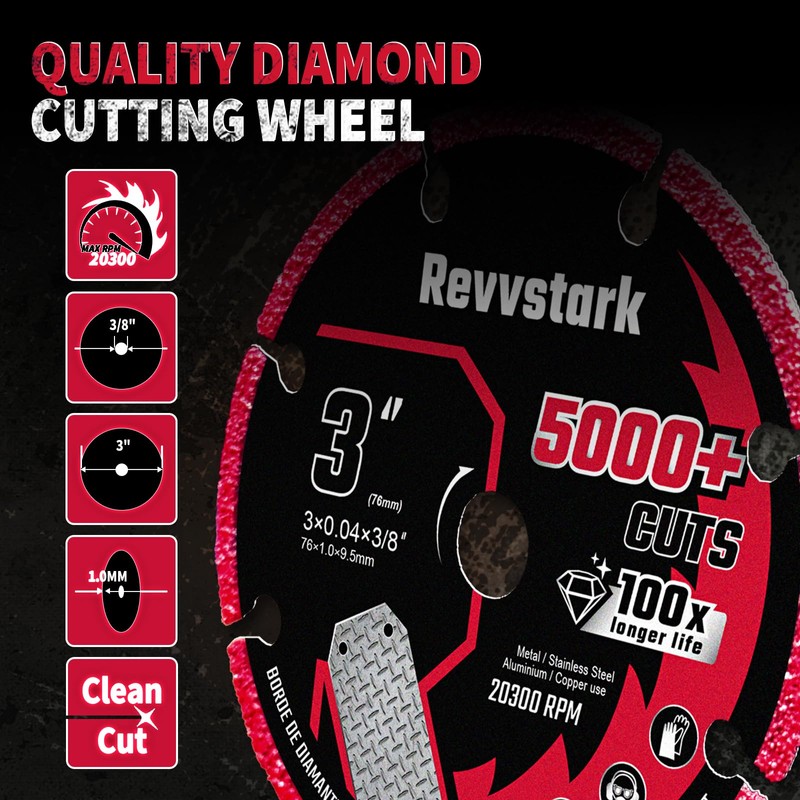 3 Pack Diamond Cutting Wheel 3 Inch with 3/8" Arbor,