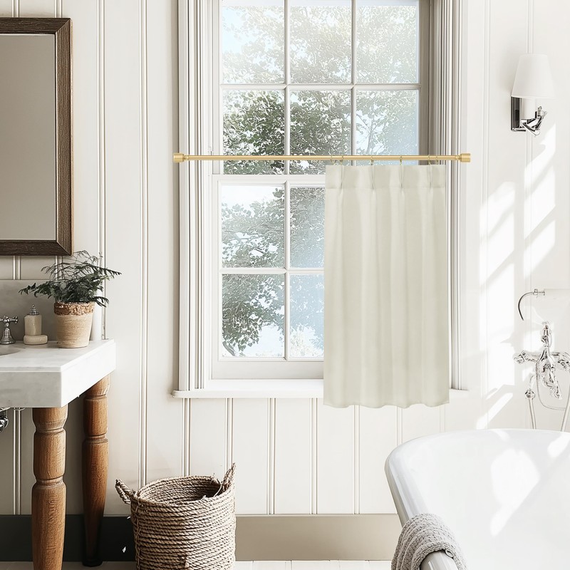 Lino Rosa 30 Inch Cream Short Curtains for Small Window