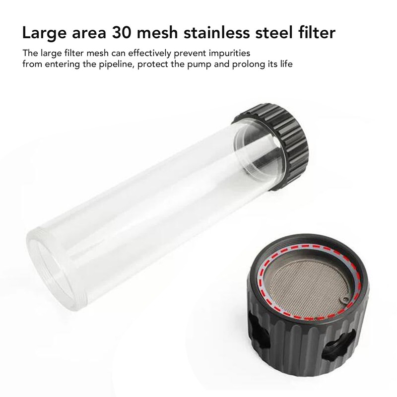 Cylindrical Water Cooling Reservoir Built in Filter Transparent 515ml Water