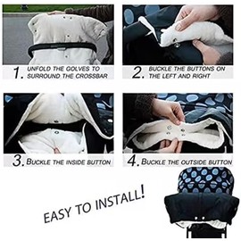 GrammLabbe Pushchair Hand Warmer Waterproof Glove Pram Stick Grip Winter Universal Size (Black)