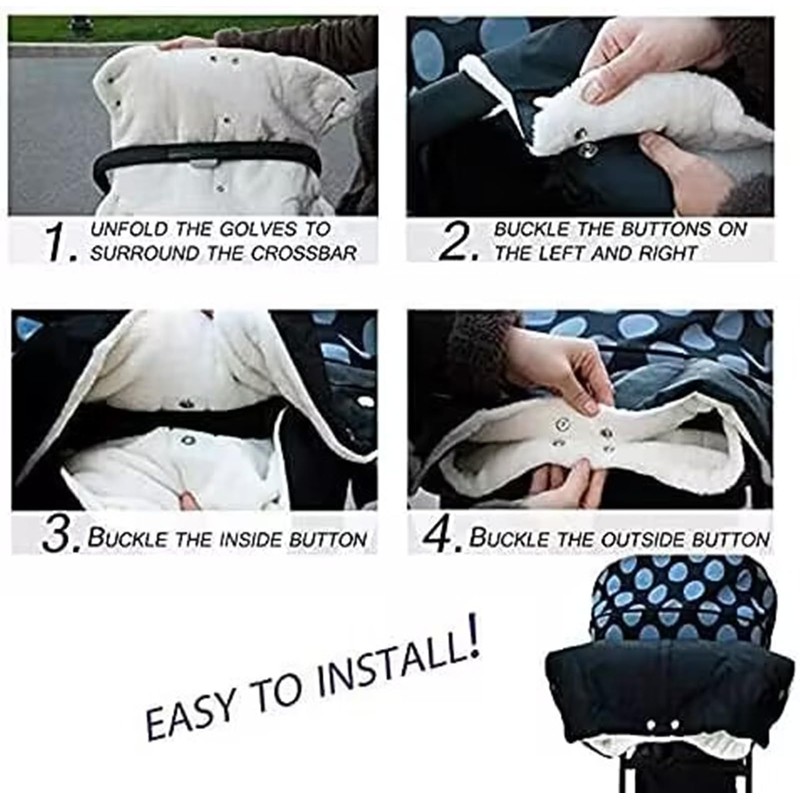 GrammLabbe Pushchair Hand Warmer Waterproof Glove Pram Stick Grip Winter