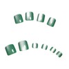 24Pcs Short Square Press on Toenails Green Glossy Acrylic Fake