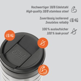 Esbit Thermobecher Majoris - Edelstahl Isolierbecher 450 ml - Klick-Verschluss - für heiße und kalte Getränke
