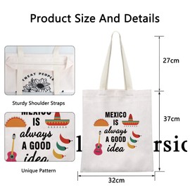 POFULL Mexico Bachelorette Party Gift Mexico Vacation Birthday Gift Mexico Is Always A Good Idea Zipper Makeup Bags Travel Toiletry Bag Accessories (Mexico Is Always A Good Idea Tote Bag)