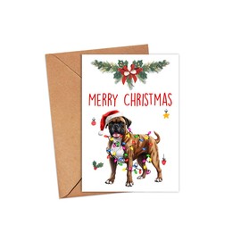 HKDesignGift Boxer Dog Merry Christmas Greeting Card, Merry Christmas Card, Boxer Card, Cute Dog Christmas Card, Adorable Christmas Card For Dog Lovers