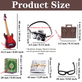 Pack of 6 Dollhouse Miniature Accessories, Miniature Garden Furniture Decoration, Miniature Books, Vintage Miniature Suitcase, Miniature Dollhouse Accessories 1 to 12, Role Play Toy for Boys and Girls