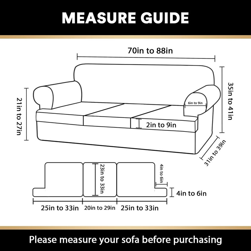 PrinceDeco T Cushion Sofa Slipcover 4 Pieces Sofa Covers for