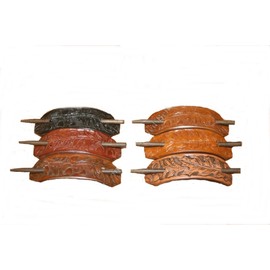 MADE IN AMERICA. 100% GENUINE REAL LEATHER HAIR BARRETTE W STICK UNIQUE SHAPED PONYTAIL HOLDER CHOICE OF 8 GREAT ACCENT COLORS… #1058