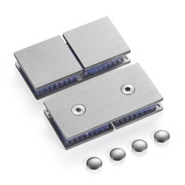 Ranbo Square Frameless Glass Clamp Connector/Shower Door Fixed Panel/Glass-to-Glass Corner Clamp,304 Stainless Steel,for 5/16" - 1/2" (8-12 mm) Thickness Glass,2 PC,Brushed Nickel