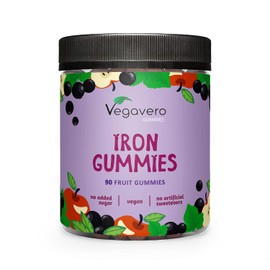 Vegavero Iron Gummies for Kids and Adults | 97% Fruit | Immunity & Energy Supplements | NO Sweeteners | NO Added Sugar or Gelatine | Vegan | 90 Gummies