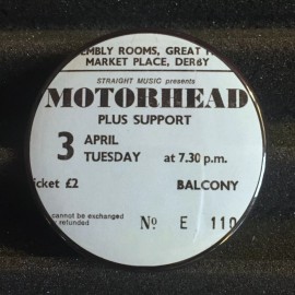 MOTORHEAD Concert Ticket Stub Pin Button Badge 2.25" Punk Metal Pinback UK 1979