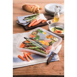 Snips Fresh Container 1.0 Litre Rectangular Clear Plastic Containers, Set of 3, Blue