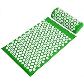 Fitvids Acupressure Mat and Pillow Set for Back/Neck Pain, Acupuncture Products to Relieve Muscle Fatigue, Improve Insomnia for Sedentary People, Acupuncture Eases Stress, Massage Mat, Green
