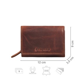 STILORD 'Bloom' Vintage Small Ladies Purse Leather with Coin Purse RFID Protection Mini Clutch Card Holder Wallet Genuine Leather Wallet for Women with Zip - 9 Card Slots, Colour:Kara - Cognac