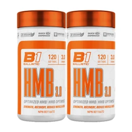 Ballistic HMB 3.0 Tablets | 3g Optimized Calcium HMB Beta-Hydroxy Beta-Methylbutyrate (HMB), Tart Cherry, Vitamin D3 | Improves Recovery, Decreases Soreness, Supports Strength and Reduces Muscle Loss | 120 Tablets (Pack of 2)