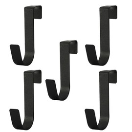 SMCEHEYA Over Door Hooks 5Pcs, Over Door Hanger for Leaf Depth 2.2cm (0.8"), Single Overdoor Hook Hanger Metal for Bedroom Bathroom Kitchen Cupboard Cabinet Hanging Towel Coat Cloth Hat Bag, Black