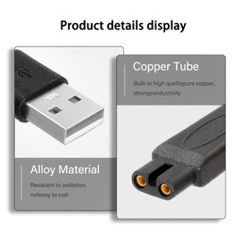 BOEEA 2PCS USB Charging Cable Compatible with Freebird Head Shaver, FlexSeries Shaver Charger Cord Replacment