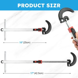 NINEFOX Telescoping Basin Wrench, Adjustable Tap Nut Spanner Basin Spanner, 1-1/4 to 2-1/2inch Jaw Capacity, for Fixing Back and Union Nuts Under Sink