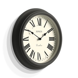 Jones Clocks® Venetian Wall Clock - Round Wall Clock - Classic Traditional Design - Decorative Case (Dark Grey/Roman Numerals)