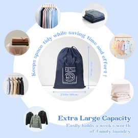 Asnews Laundry Bag, 60 X 90cm Oversized Travel Laundry Bags, Nylon Washable Dirty Clothes Organizer with Drawstring Closure & Wide Strap Handles for Trips, Camping, College Dorms, Laundry Hampers