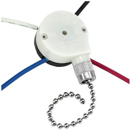 YukiHalu Ceiling Fan Pull Chain Switch 3 Speed 4 Pre-Installed Wires, ZE-208S, Replacement Fan Light Switch for Ceiling Fans and Light Kits (Nickel 1Pack)