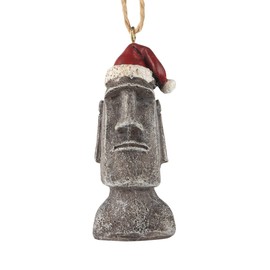 Bella Haus Design Easter Island Tiki 3” Christmas Tree Ornament | Moai Head Statue Tree Figurine Resin Xmas Decor