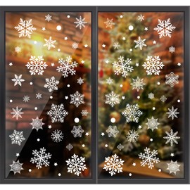 232Pcs Christmas Window Stickers White Snowflakes Window Stickers Clings Static Stickers for Glass Reusable Xmas Decals Decorations for Winter Wonderland Holiday Party (6 Sheets)