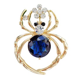 Navachi - Broche de araña de vidrio multicolor chapado en oro de 18 quilates, Cobre, circonita