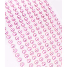 200 Self Adhesive Pearls 6mm Beautiful Small Round Pearl Stick On Adhesive Beads Embellishment (Pink)