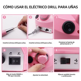 Yostyle Taladro de Uñas Máquina, Kit de Taladro Eléctrico para Lima de Uñas con Bandas de Lijado, Vibración de Bajo Ruido para Uñas Acrílicas, Juegos de Pulidores de Uñas de Gel, Rosa
