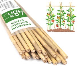 Plant Stakes 4.8FT, Natural Bamboo Stakes, HAINANSTRY 20Pcs Sturdy Bamboo Garden Stakes, Bamboo Sticks for Plants, Beans, Indoor and Outdoor Climbing Plants, Tomato Vegetable Stakes for Garden
