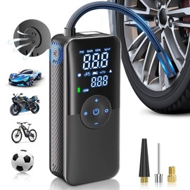 Tire Inflator Portable Air Compressor, 20000mAh 180PSI Cordless Air Pump for Car Tires Inflator, LCD Display & Digital Pressure Gauge, 3X Faster Wireless Air Compressor for Car, Pickup, Bike, Moto