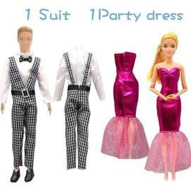 27 PCS Doll Clothes and Accessories for 12 Inch Ken Doll and 11.5 Inch Girl Doll Include 7 Boy Outfits 7 Girl Outfits 3 Pair of Ken Shoes 10 Pair of Girl Shoes Random Style