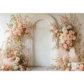 Kate Boho Photography Backdrops White Arch Background Floral Bohemian Spring Theme Photo Props, 7x5ft