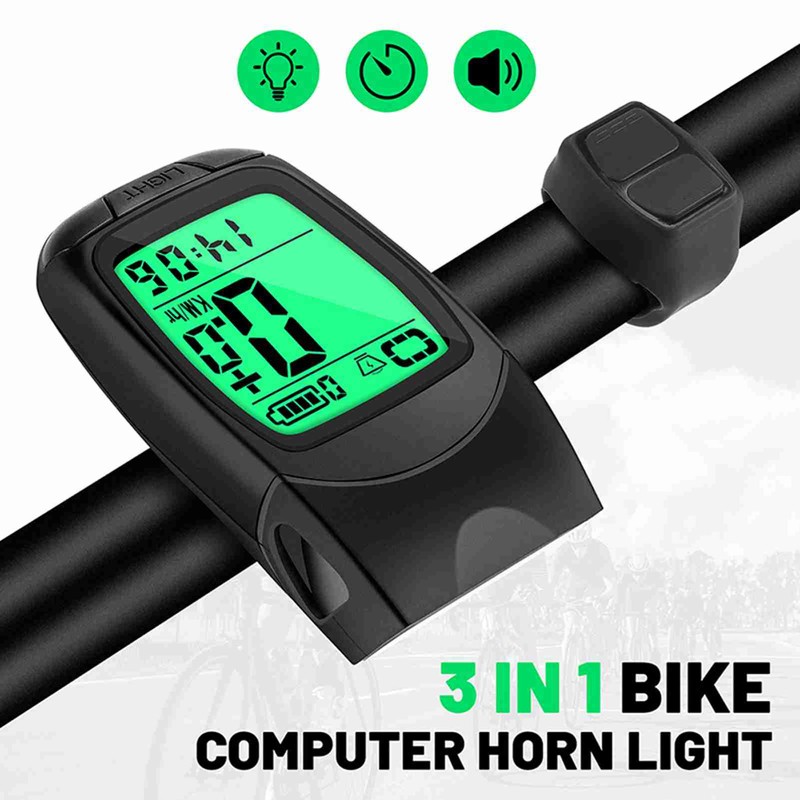 3 in 1 Bike Computer with Headlight Horn IP64 Multifunction