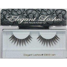 Elegant Lashes #038 Brown - Professional False Eyelashes (100% Natural Human Hair)