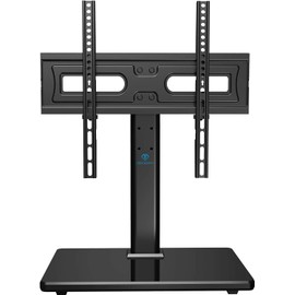 PERLESMITH Universal Swivel TV Stand-Table Top for 32-60 inch TV-Height Adjustable TV Base with Heavy-Duty Tempered Glass Base, VESA 400x400mm up to 88lbs, PSTVS17