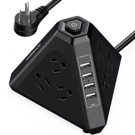 NVEESHOX Multicontacto, Regleta Multicontacto con 9 Salidas CA y 4 USB, Regleta de 2M, Extension Electrica con Protector de Sobretensión para Casa, Oficina, Dorm