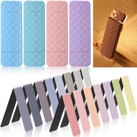 Glooglitter 4 Pack USB Rechargeable Book Light Clip on LED Reading Light Portable Reading Lamps with 30 Magnetic Bookmarks for Book Lovers Adults Reading Gifts, 3 Amber Colors and 5 Brightness