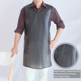 Japanese Style Waterproof Apron with Pockets - Cross Back Halter Design for Dishwashing & Cleaning - Black Translucent