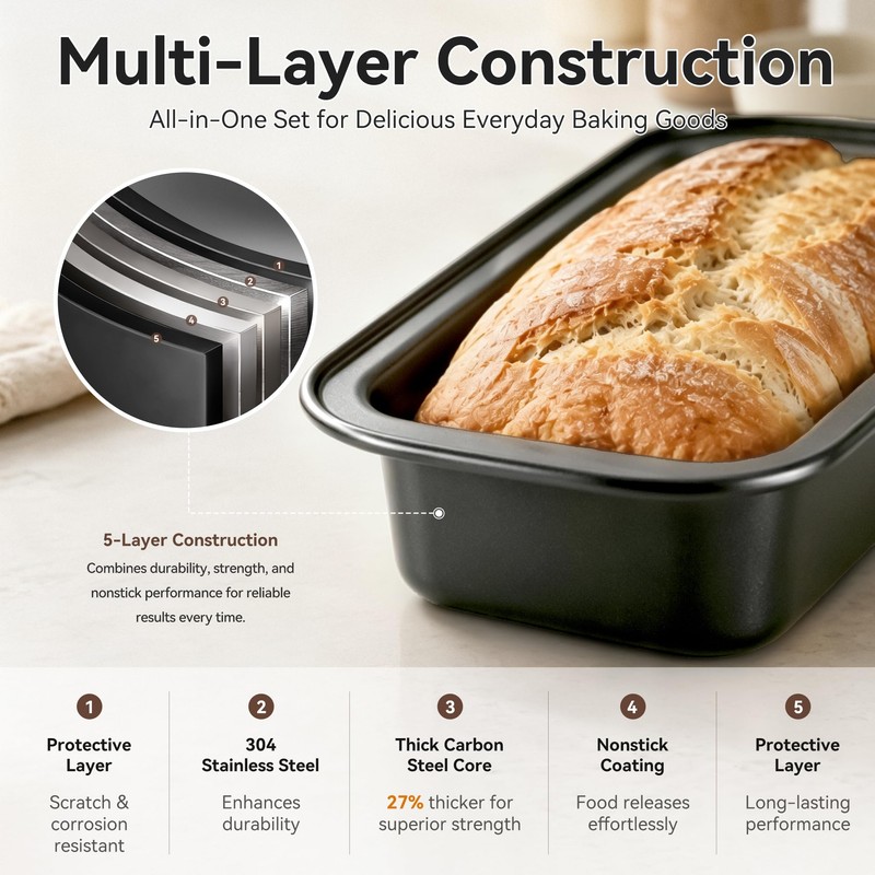 23-Piece Nonstick Bakeware Sets for Home Baking (Black)
