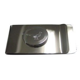 Kiola Designs Silver Toned Oval Etched Pheasant Bird Money Clip