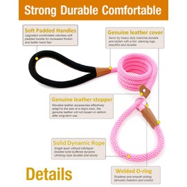 lynxking Dog Leash Slip Lead 5 6 8 FT Dog Training Leash Strong Heavy Duty Braided No Pull Training Lead Leashes for Small Medium Large Dogs