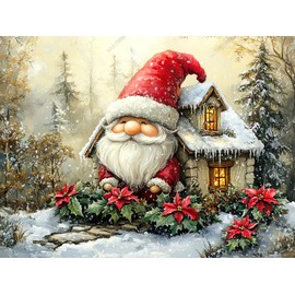 Auremi Gnome Diamond Painting Kits for Adults, 5D Christmas Diamond Painting Kits, DIY Diamond Art Kits for Adults Home Wall Decor 12x16inch