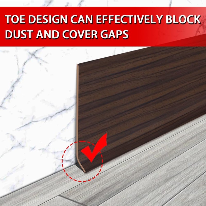 Vinyl Wall Base Baseboard Molding Trim 4" Flexible Self Adhesive
