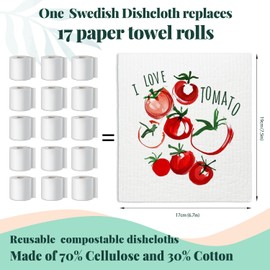 LARTSFRO Swedish Dishcloths for Kitchen, Swedish Dish Cleaning Cloths for Vegetable, Beet Chili Tomato Peas，Papaya Reusable Paper Towels, 4 Pack Dish Towels for Kitchen, Reusable Dishcloths Washable