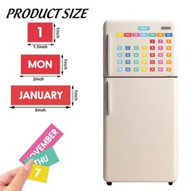 JarThenaAMCS 50Pcs Colorful Magnetic Fridge Calendar Months Days of The Week Number Magnets Date Indicators for Home Office Classroom Whiteboard Refrigerator Supplies
