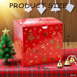 HOUPOUSEN 10 Pack Christmas Gift Boxes with Lids,5x5x5inch Square Boxes,Christmas Party Boxes with 3 Different Designs Suitable for Party, Wedding, Xmas,Holidays, Birthdays